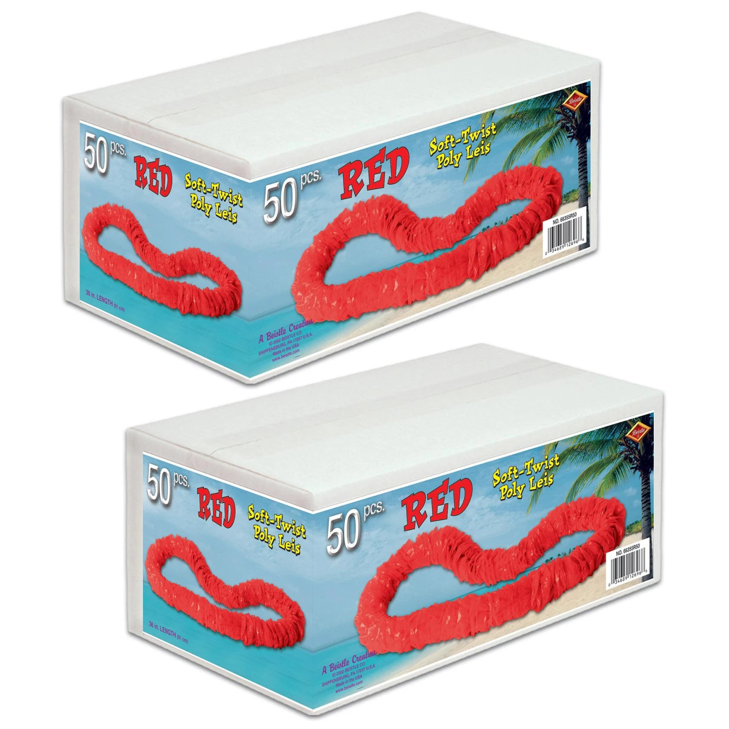 Luau Red Party Soft-Twist Poly Leis With Labeled Box (One Box Of 50) 6 Luau Red Party Soft-Twist Poly Leis With Labeled Box (One Box Of 50) - Image 6