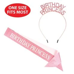 Birthday Princess Headband & Glittered Sash Set (1 Per Package) -Bulk Party Supplies Shop 66523 i5 birthday princess hdbnd gltrd sash set