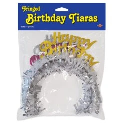 Packaged Happy Birthday Party Tiaras With Fringe (4 Per Package)