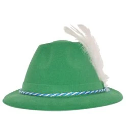 Oktoberfest Party Green Velour Tyrolean Hat (24 Per Case)
