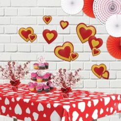 Valentine's Day Glittered Heart Cutouts- Red And Gold -Bulk Party Supplies Shop 70018 i2