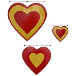 Valentine's Day Glittered Heart Cutouts- Red And Gold -Bulk Party Supplies Shop 70018 i5