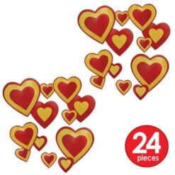 Valentine's Day Glittered Heart Cutouts- Red And Gold -Bulk Party Supplies Shop 70018 i7 1