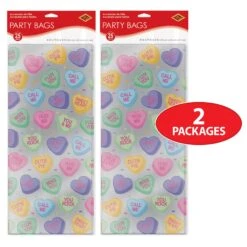 Valentine's Day Candy Heart Cello Bags (12 Packages) -Bulk Party Supplies Shop 70020 i3 1