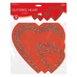 Valentine's Day Glittered Heart Cutouts- Red 7 Valentine's Day Glittered Heart Cutouts- Red -Bulk Party Supplies Shop 70055 i3