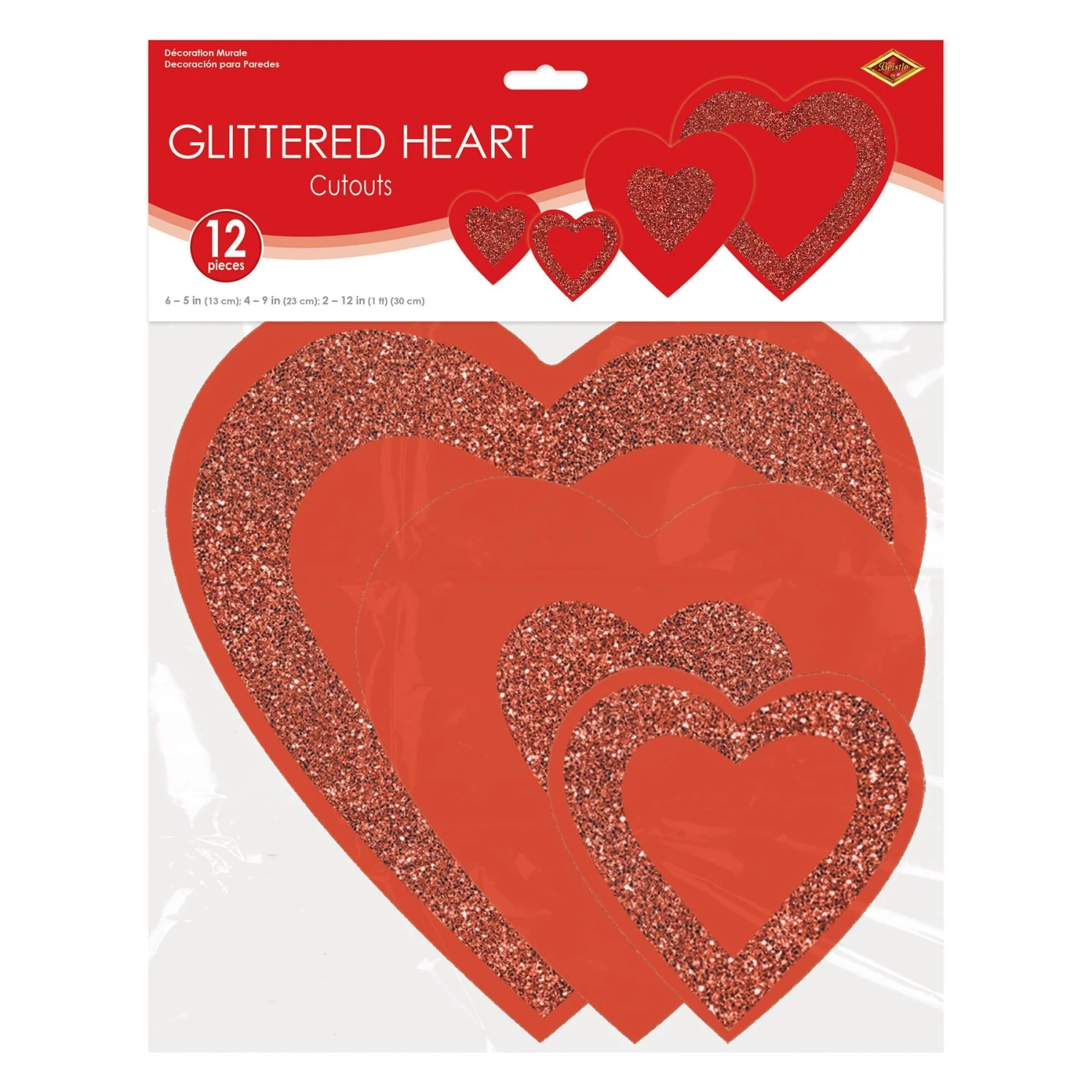 Valentine's Day Glittered Heart Cutouts- Red 3 Valentine's Day Glittered Heart Cutouts- Red - Image 3