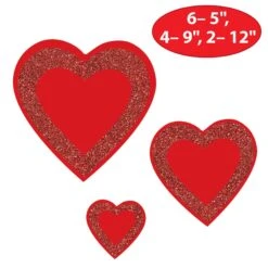 Valentine's Day Glittered Heart Cutouts- Red 9 Valentine's Day Glittered Heart Cutouts- Red -Bulk Party Supplies Shop 70055 i5