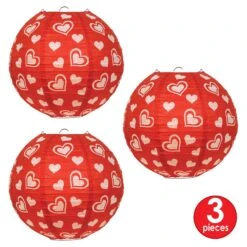 Valentine's Day Heart Paper Lanterns (3 Per Package) -Bulk Party Supplies Shop 70426 i4