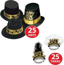Grand Deluxe Gold New Year's Eve Party Kit For 50 People -Bulk Party Supplies Shop 710jtL20UcL. AC SX679