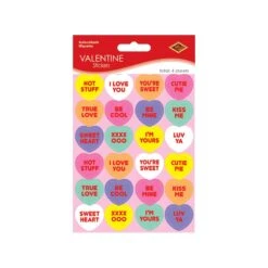 Valentine's Day Candy Heart Stickers (4 Sheets Per Package) -Bulk Party Supplies Shop 74005 i3