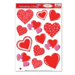 Valentine's Day Heart Clings (13 Per Package)