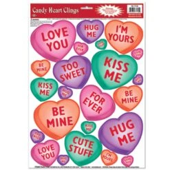 Valentine's Day Candy Heart Clings (23 Per Package)