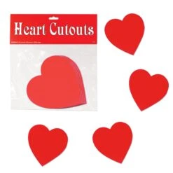 Valentine's Day Packaged Printed Heart Cutouts (10 Per Package)