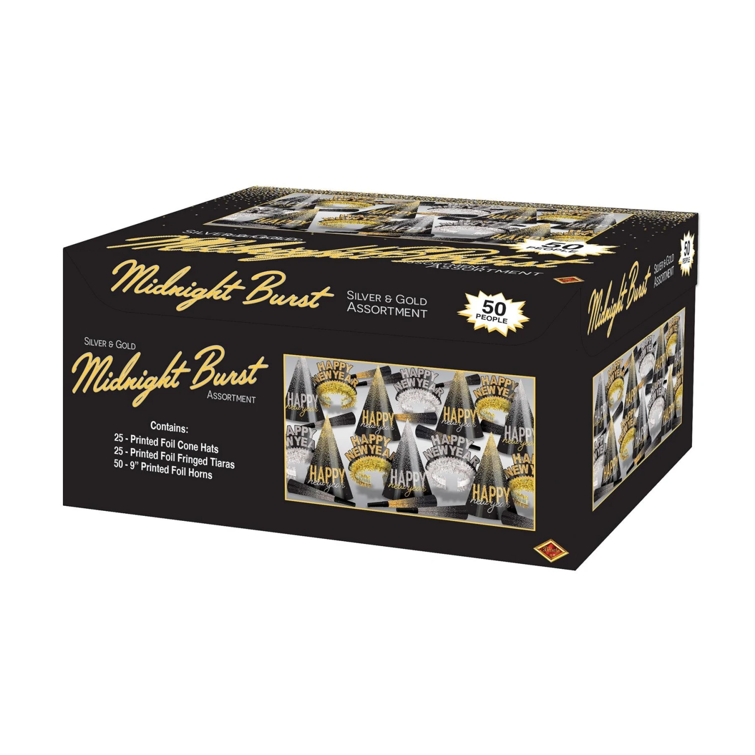 New Year's Eve Silver & Gold Midnight Burst Party Assortment For 50 2 New Year's Eve Silver & Gold Midnight Burst Party Assortment For 50 - Image 2