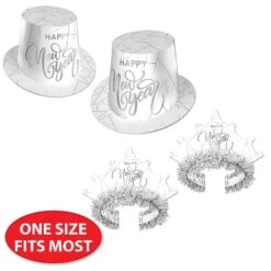 White New Year Silver Party Assortment For 50 -Bulk Party Supplies Shop 80165 S50 i4 2