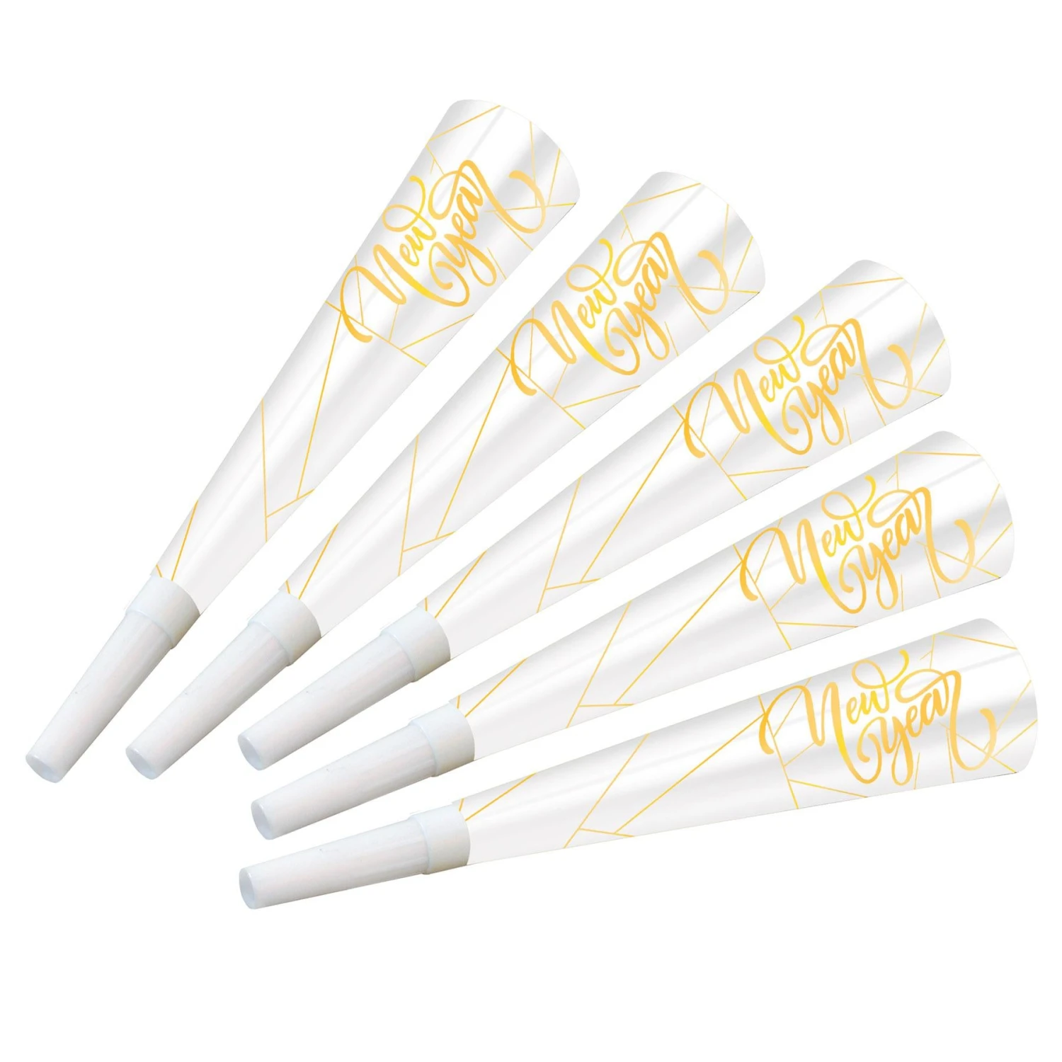 White New Year Gold Horns (100 Per Case) 1 White New Year Gold Horns (100 Per Case)