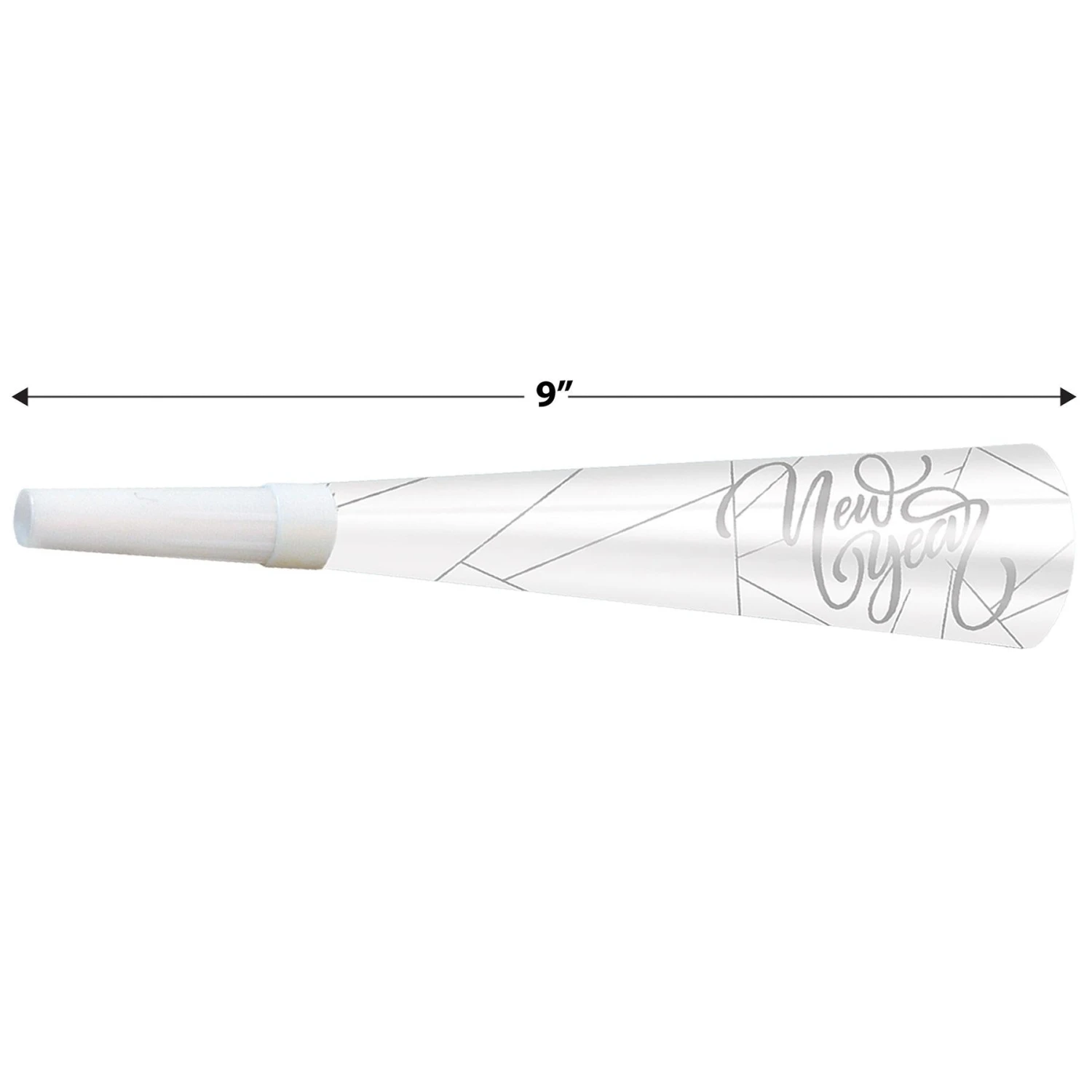 White New Year Silver Horns (100 Per Case) 6 White New Year Silver Horns (100 Per Case) - Image 6