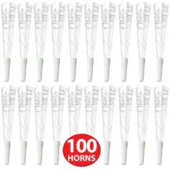 White New Year Silver Horns (100 Per Case) 13 White New Year Silver Horns (100 Per Case) -Bulk Party Supplies Shop 80177 S100 i7 1