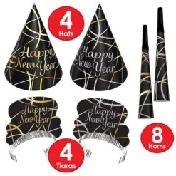 Ring In The New Year Party Kit For 4 -Bulk Party Supplies Shop 80185 4 i4 3