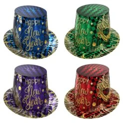 New Year's Eve Midnight Masquerade Hi-Hats (25 Per Box)