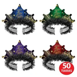 New Year's Eve Midnight Masquerade Tiaras (50 Per Box) -Bulk Party Supplies Shop 80222 50 i7 1