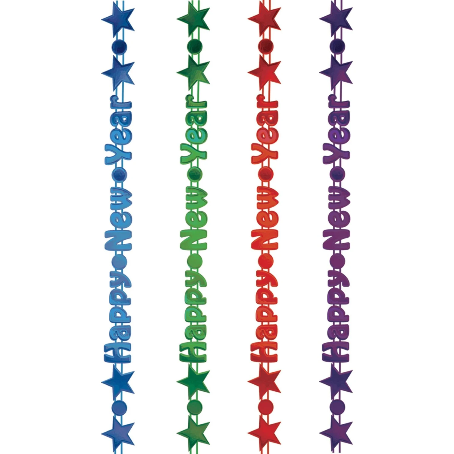 Happy New Year Bead Necklaces- Assorted Colors 2 Happy New Year Bead Necklaces- Assorted Colors - Image 2