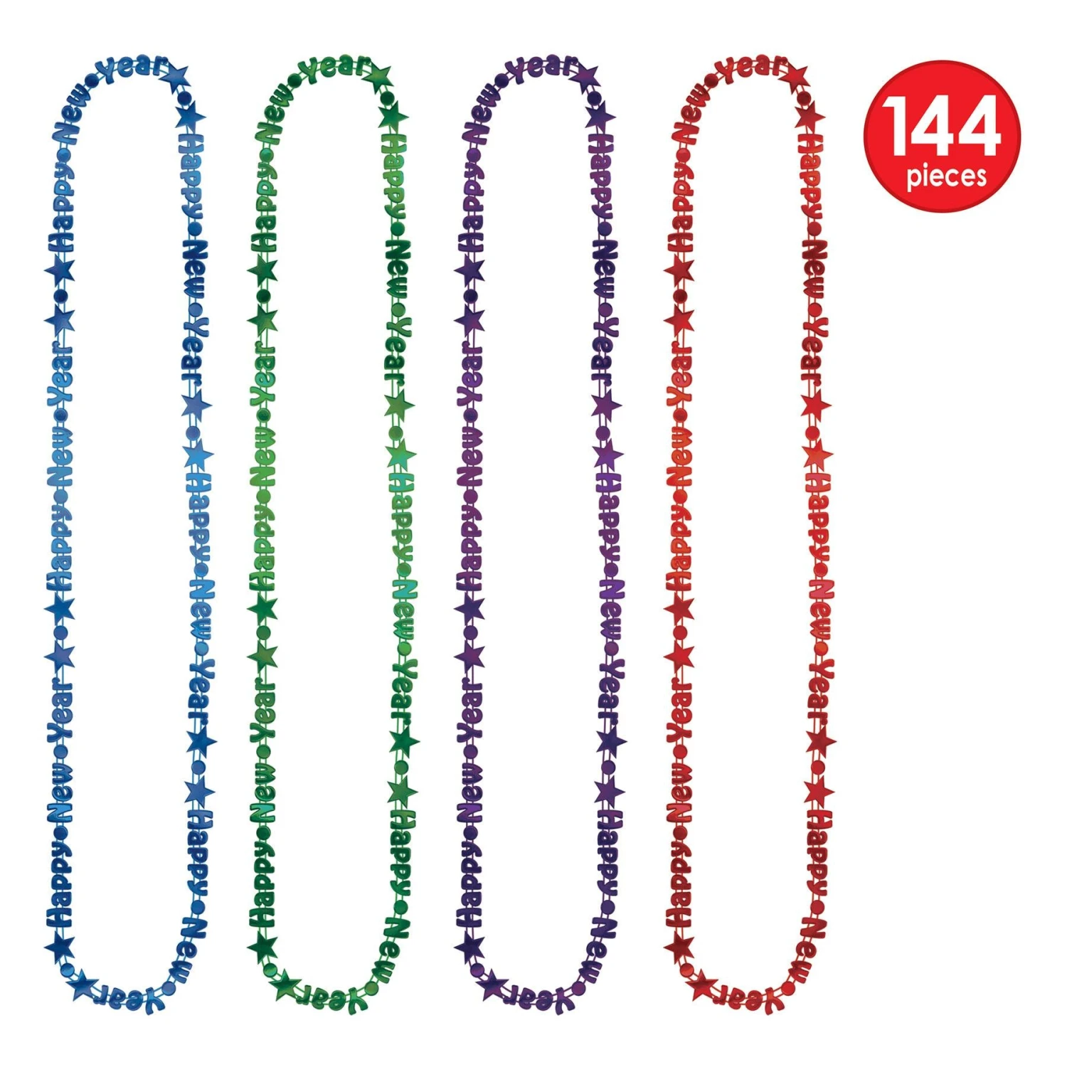 Happy New Year Bead Necklaces- Assorted Colors 7 Happy New Year Bead Necklaces- Assorted Colors - Image 7