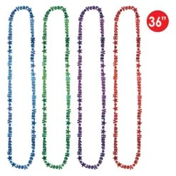 Happy New Year Bead Necklaces- Assorted Colors 15 Happy New Year Bead Necklaces- Assorted Colors -Bulk Party Supplies Shop 80560KASST i5