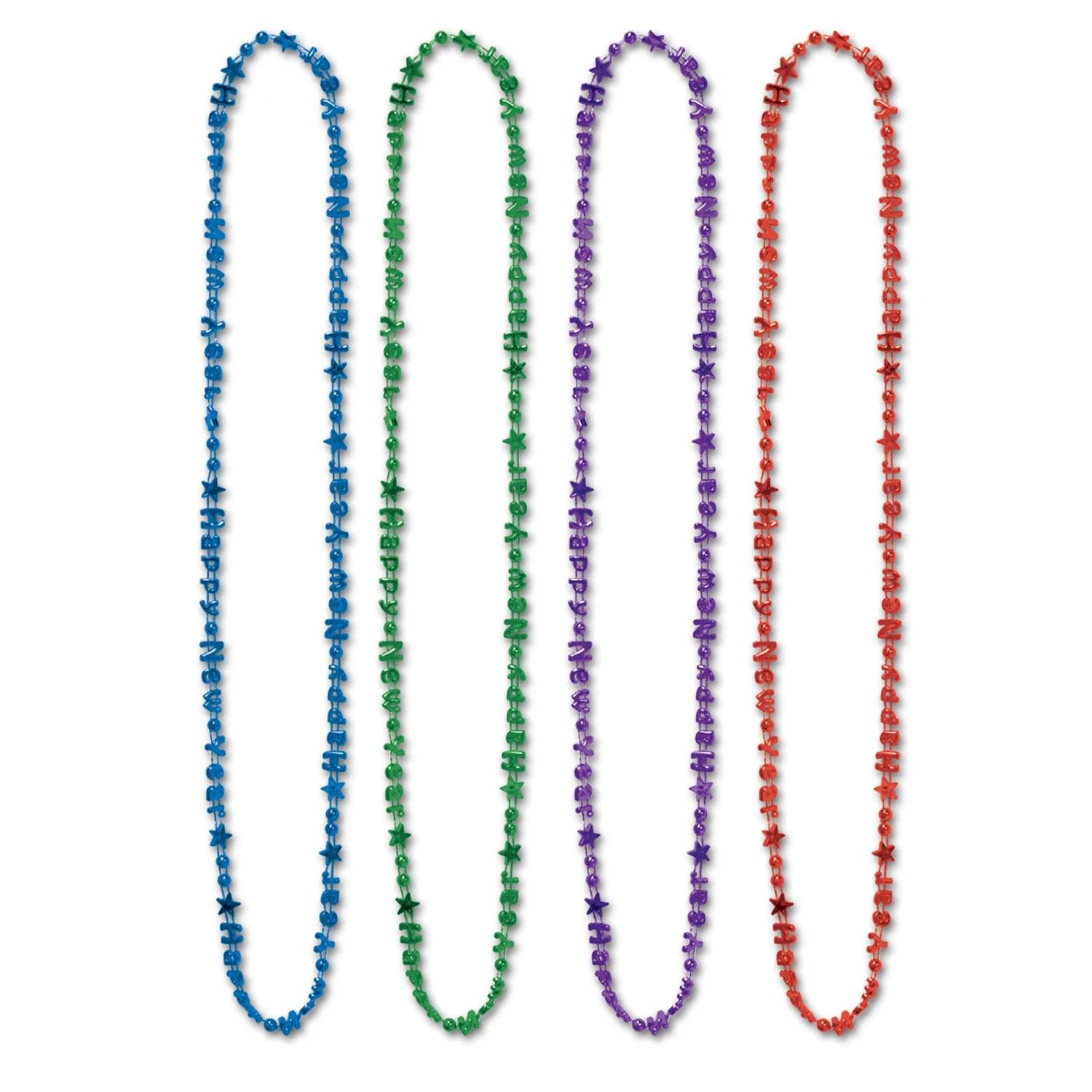 Happy New Year Bead Necklaces- Assorted Colors 1 Happy New Year Bead Necklaces- Assorted Colors