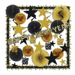Glistening Gold New Year's Eve 32 Piece Decorating Kit