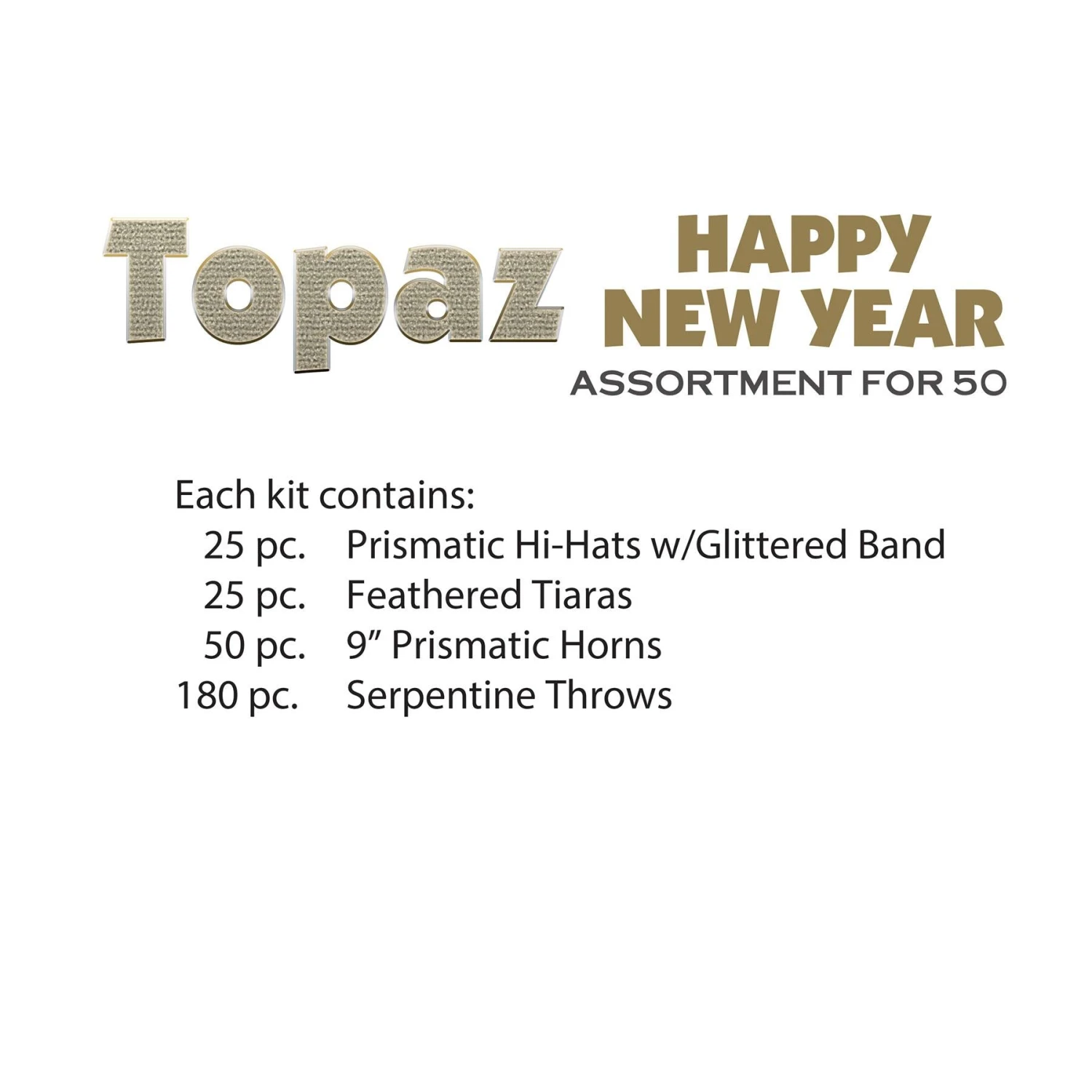 Topaz Happy New Year New Year's Eve Party Kit For 50 People 2 Topaz Happy New Year New Year's Eve Party Kit For 50 People - Image 2