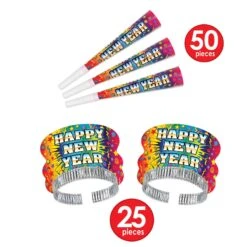 Rainbow Blast New Year's Eve Party Kit For 50 People -Bulk Party Supplies Shop 88010 50 i4 2