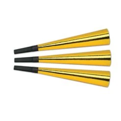 New Year's Eve Packaged Foil Horns - Gold (15 Per Package)