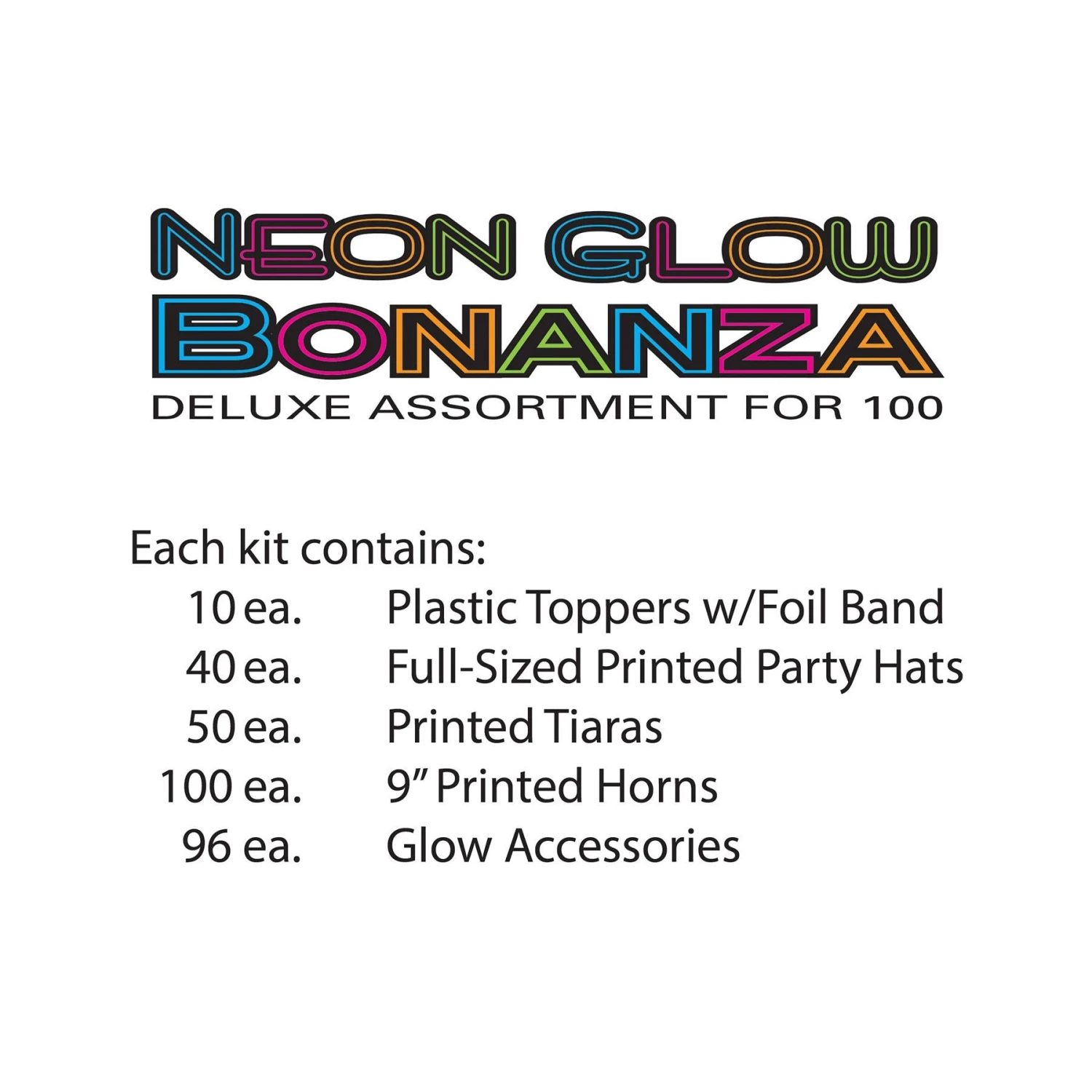 Neon Glow Super Bonanza New Year's Eve Party Kit For 100 People 2 Neon Glow Super Bonanza New Year's Eve Party Kit For 100 People - Image 2