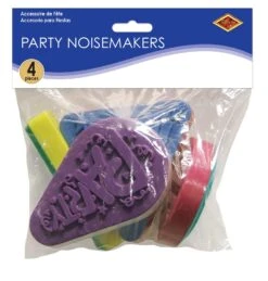 New Year's Eve Packaged Racket Raise 'N Noisemakers (4 Per Package) -Bulk Party Supplies Shop 88229 4PK i3