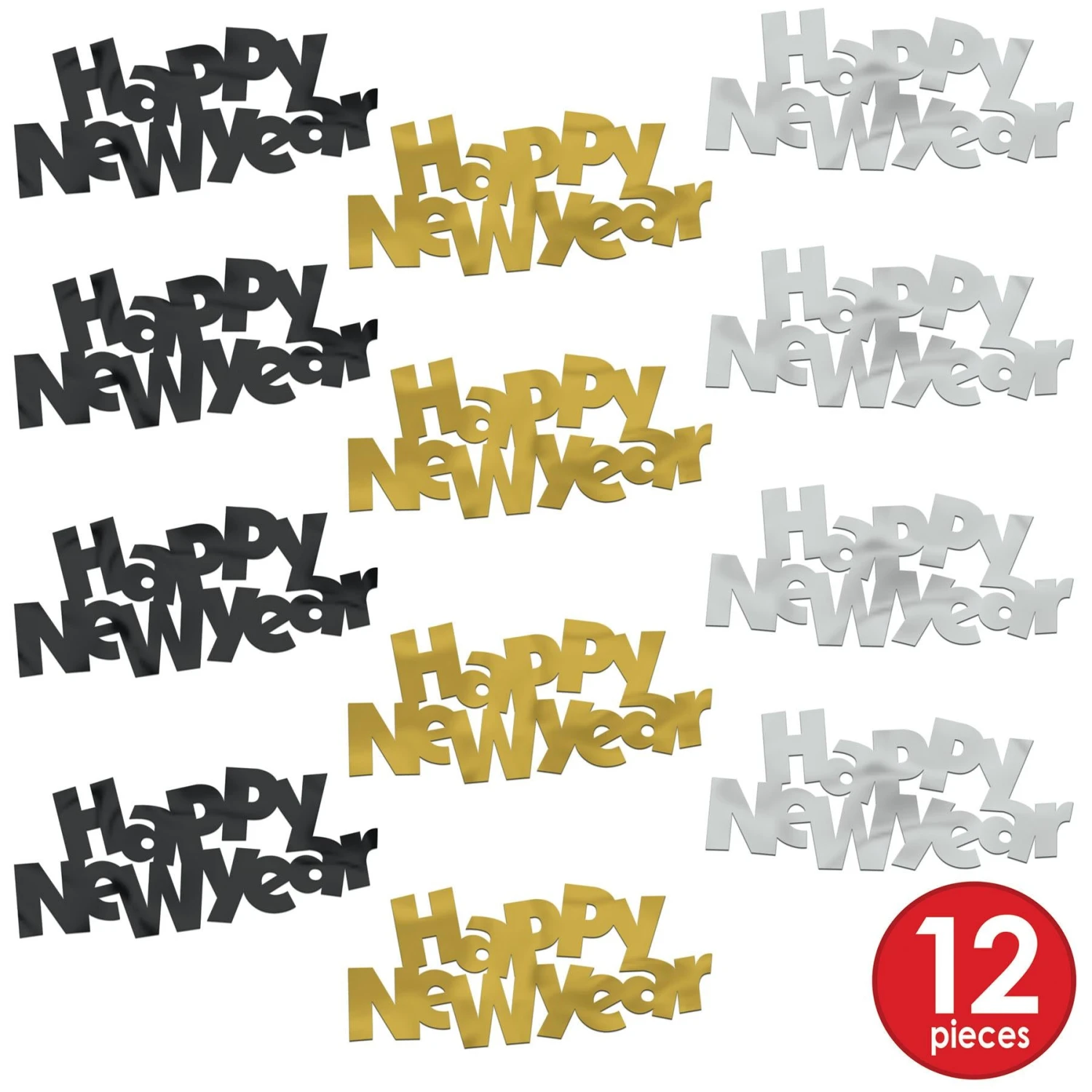 Black, Gold And Silver Jumbo Happy New Year Confetti (12 Packages) 9 Black, Gold And Silver Jumbo Happy New Year Confetti (12 Packages) - Image 9