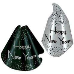 Sparkling Black And Silver New Year's Eve Party Hats (50 Per Case)
