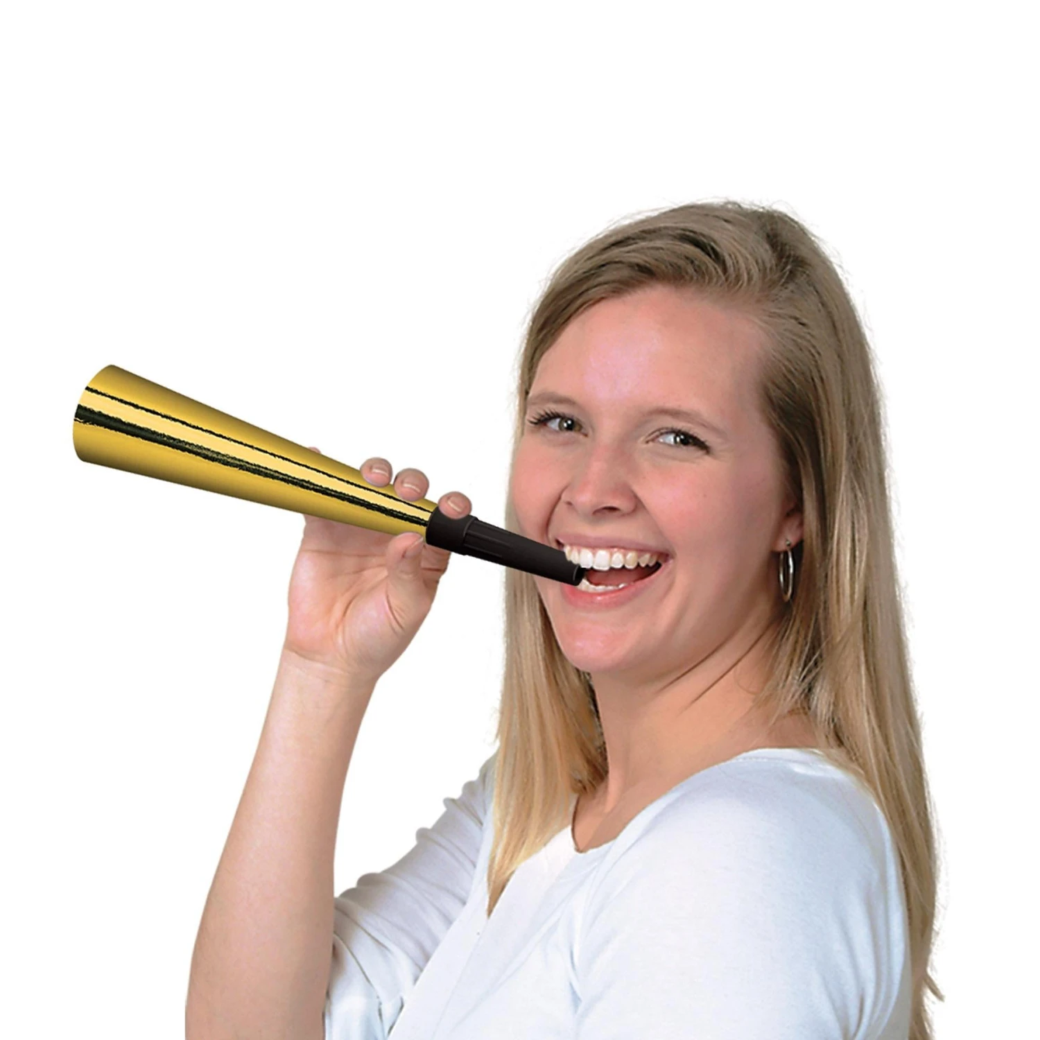 Sparkling Gold New Years Party Horns (100 Per Case) 2 Sparkling Gold New Years Party Horns (100 Per Case) - Image 2