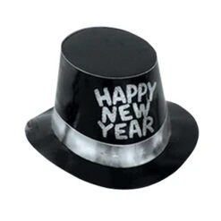 Black Hi-Hat With Glittered Happy New Year (25 Per Case)
