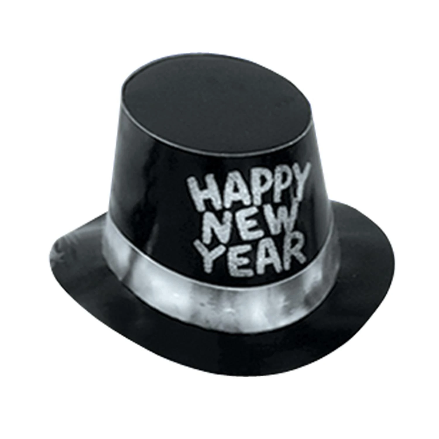 Black Hi-Hat With Glittered Happy New Year (25 Per Case) 1 Black Hi-Hat With Glittered Happy New Year (25 Per Case)