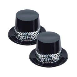 Silver Stardust New Years Party Topper Hat Black/silver (25 Per Case)