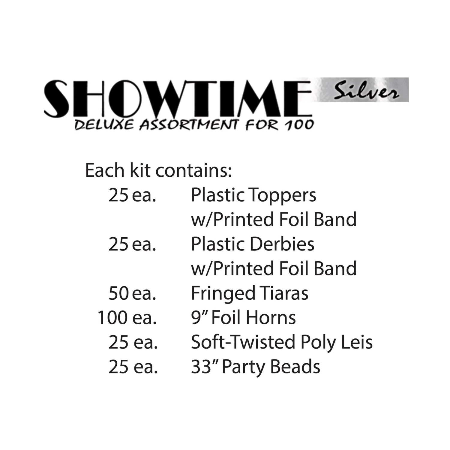 Showtime Silver New Year's Eve Party Kit For 100 People 2 Showtime Silver New Year's Eve Party Kit For 100 People - Image 2