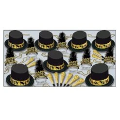 Gold Top Hat New Year's Eve Party Kit For 50 People