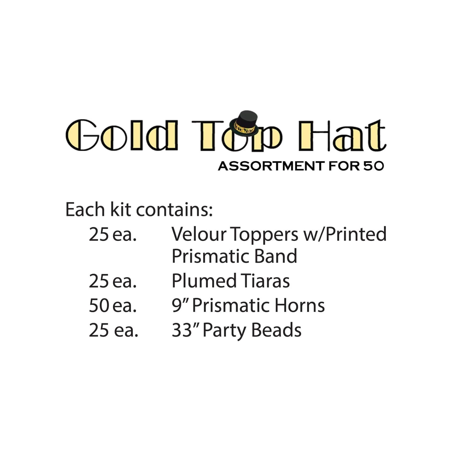 Gold Top Hat New Year's Eve Party Kit For 50 People 2 Gold Top Hat New Year's Eve Party Kit For 50 People - Image 2