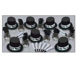 Silver Top Hat New Year's Eve Party Kit For 50 People