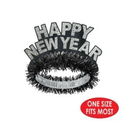 Black & Silver Happy New Year Regal Tiara -Bulk Party Supplies Shop 88761BK50 i4 1