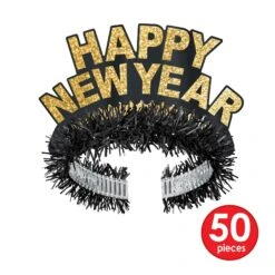 Black & Gold Happy New Year Regal Tiara 8 Black & Gold Happy New Year Regal Tiara -Bulk Party Supplies Shop 88761BKG50 i4