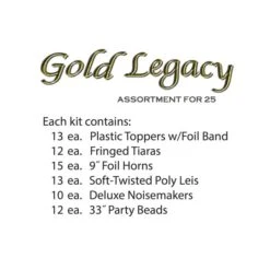 Gold Legacy New Year's Eve Party Kit For 25 People -Bulk Party Supplies Shop 88780BKG25 i4 gold legacy asst for 25 1