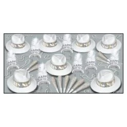LA Swing Silver New Year's Eve Party Kit For 50 People