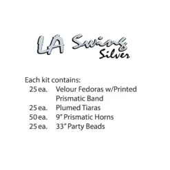 LA Swing Silver New Year's Eve Party Kit For 50 People -Bulk Party Supplies Shop 88807 S50 i4